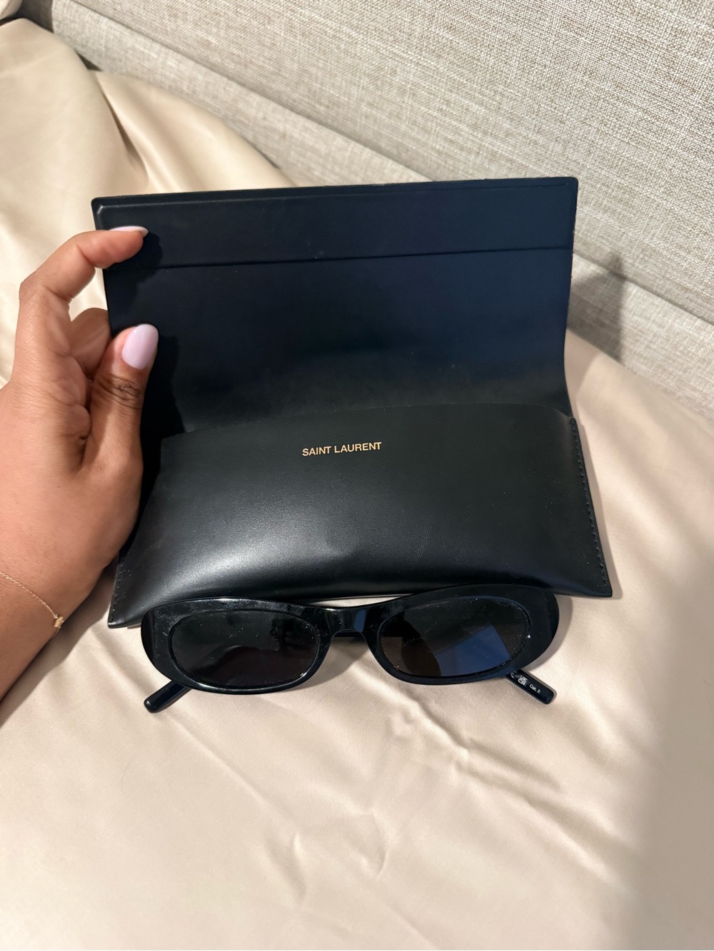 Saint Laurent Black Sunglasses with Black Leather Pouch
